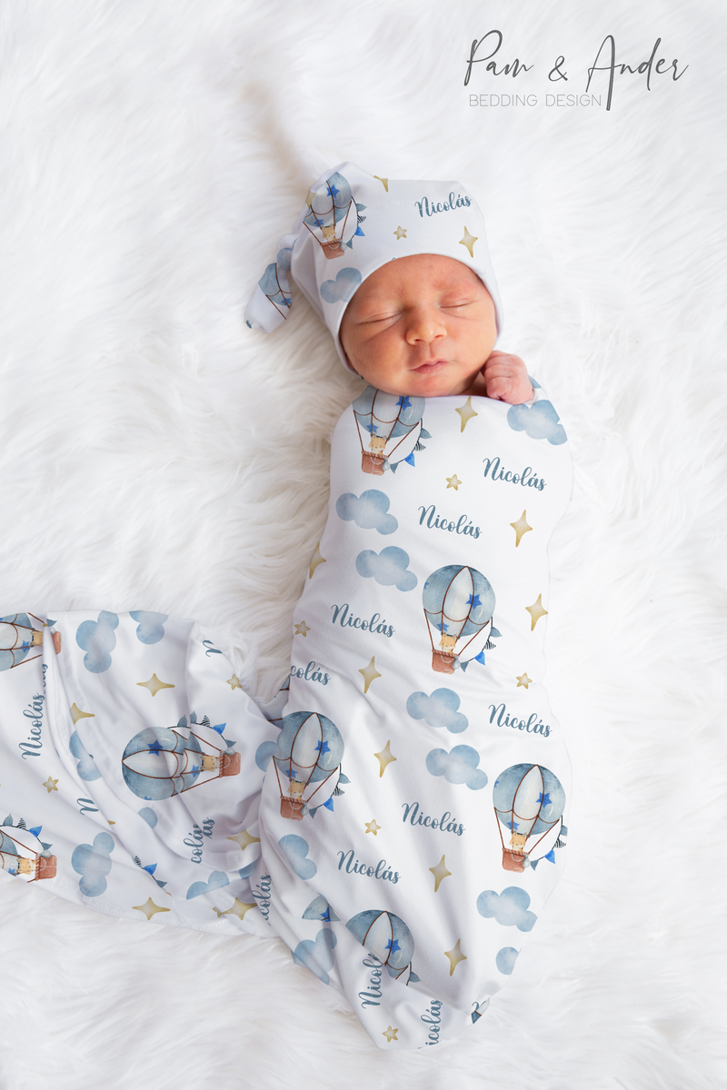 Hot Air Balloon Baby Boy Swaddle Set Pam and Ander