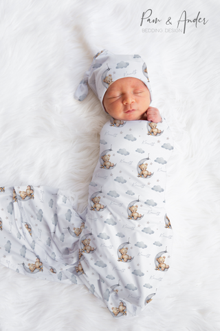 Bear and Clouds Baby Boy Swaddle Set