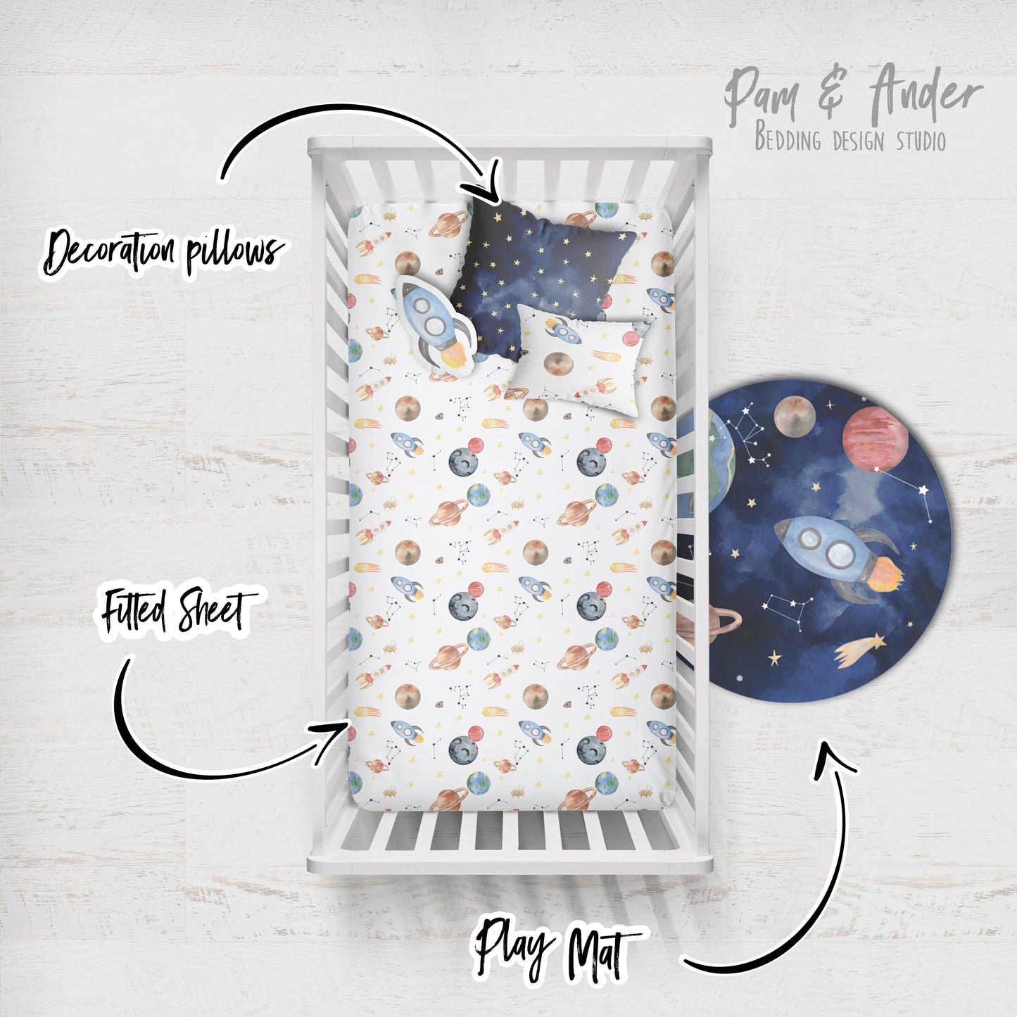 Outer Space and Astronaut Crib Bedding Set