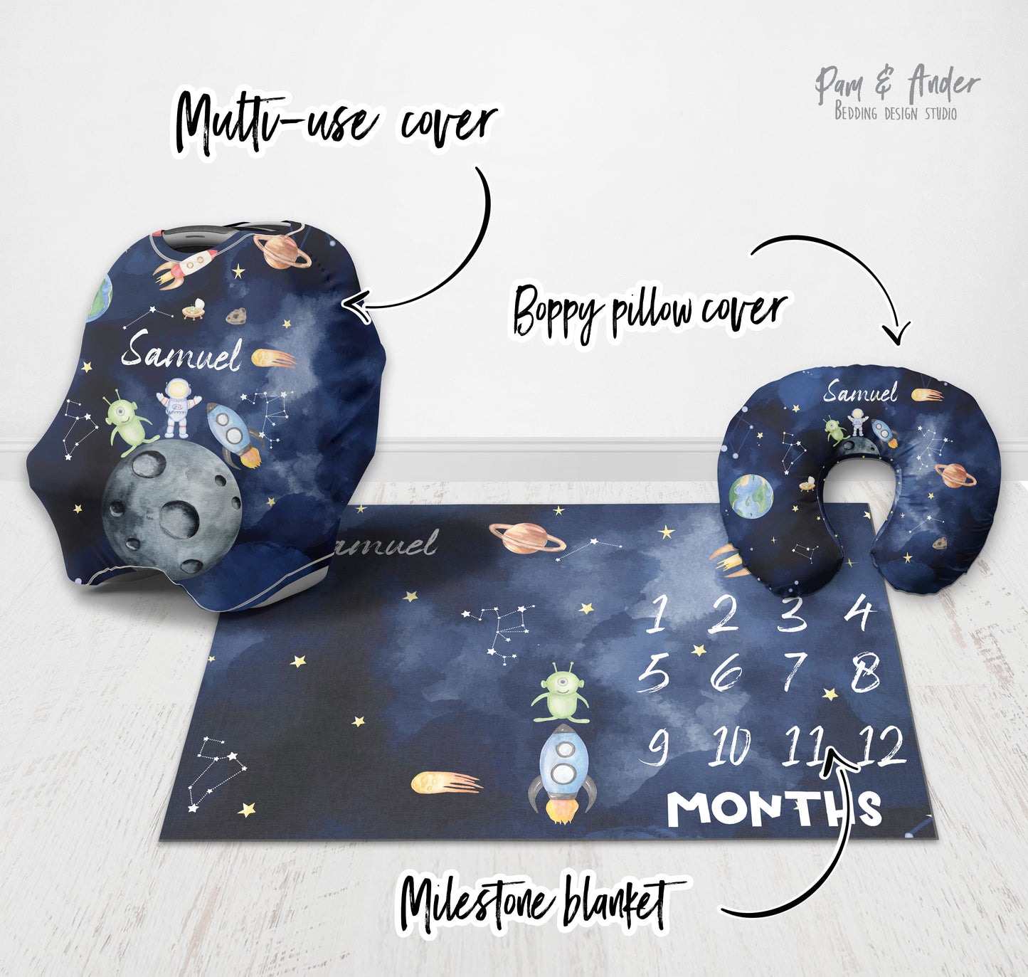 Outer Space and Astronaut Crib Bedding Set