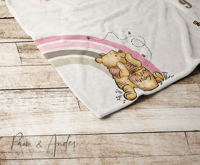 Winnie The Pooh Pink Velveteen Milestone Blanket Main Image