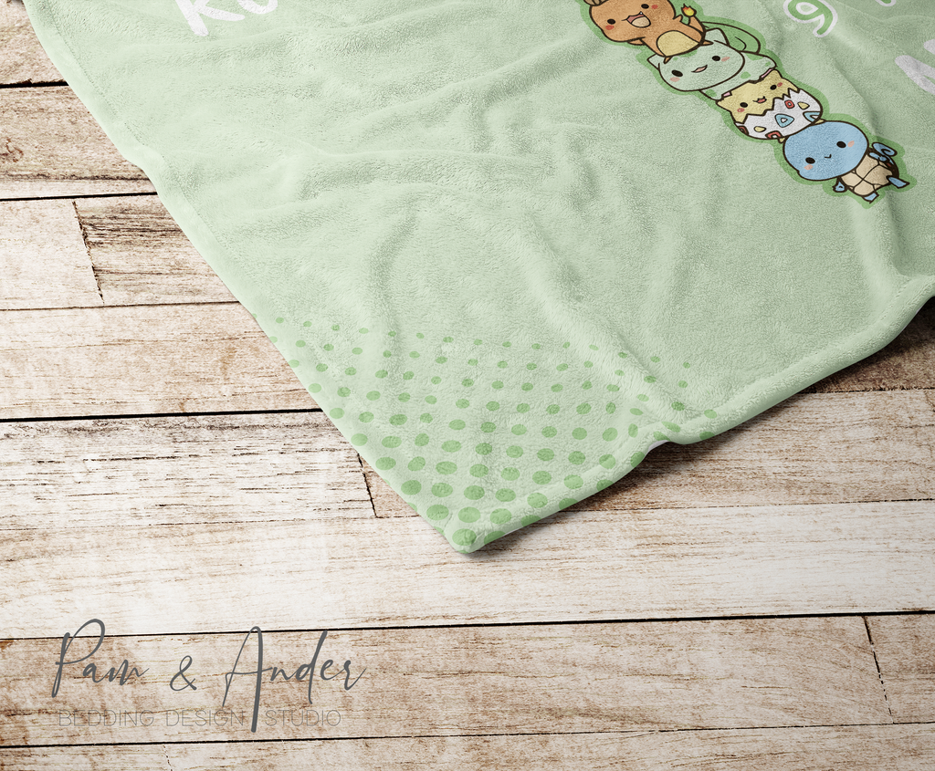 Green Pokemon Velveteen Milestone Blanket
