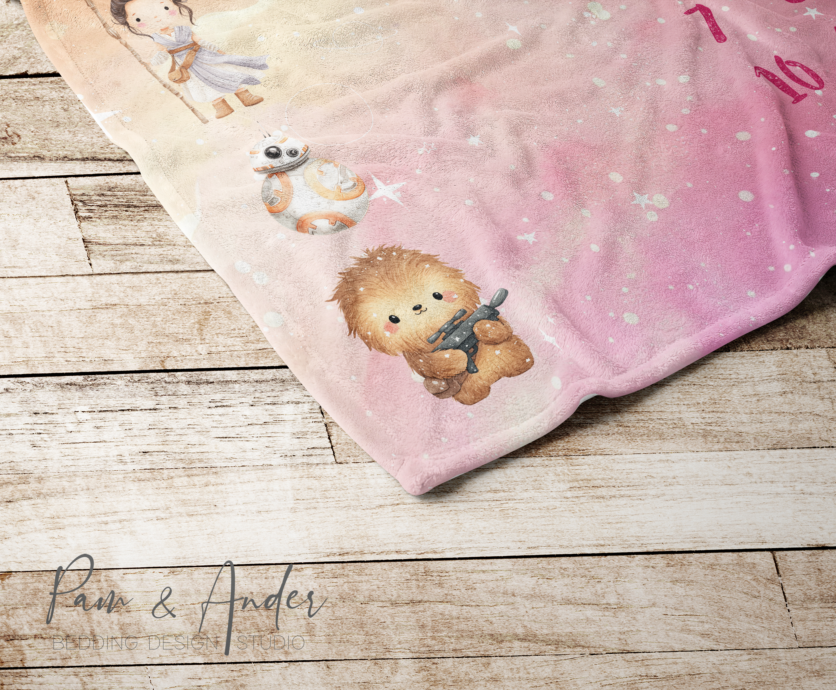 Star Wars Baby Girl Pink Milestone Blanket