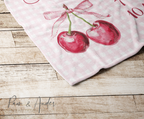 Cherries & Bows Pink Baby Girl Milestone Blanket