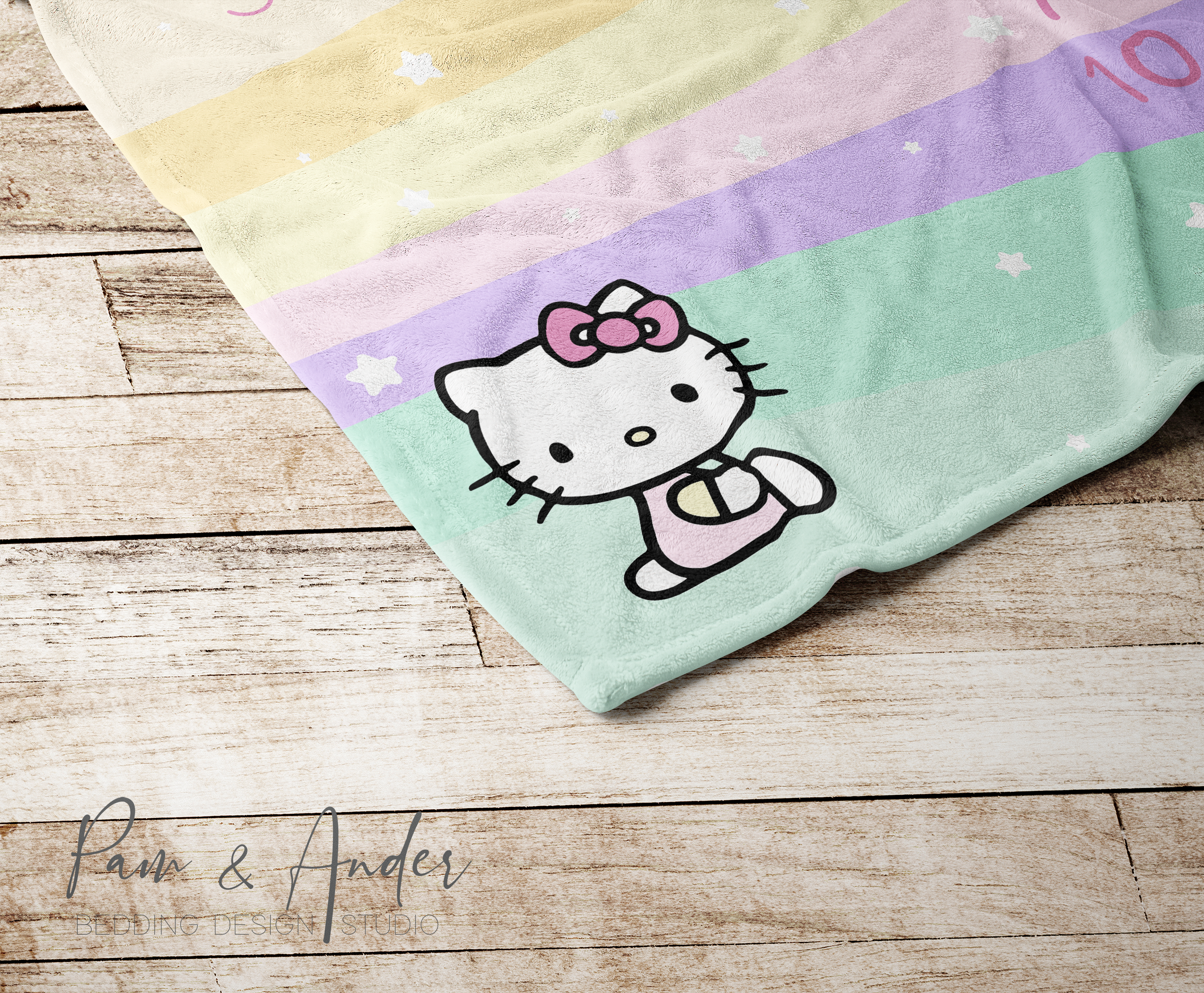 Kitty Milestone Blanket, Rainbow Baby Girl Velveteen blanket