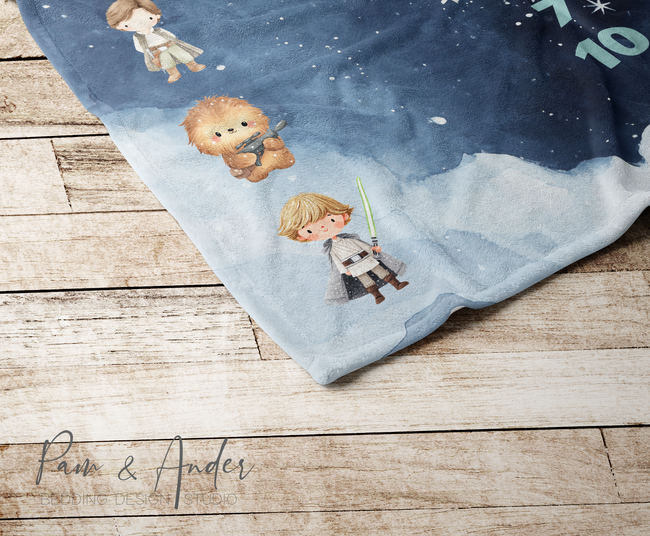 Star Wars Blue Baby Boy Milestone Blanket Main Image