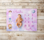 Star Wars Lilac Baby Girl Milestone Blanket