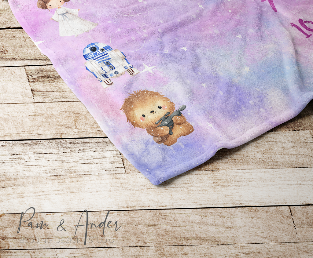 Star Wars Lilac Baby Girl Milestone Blanket