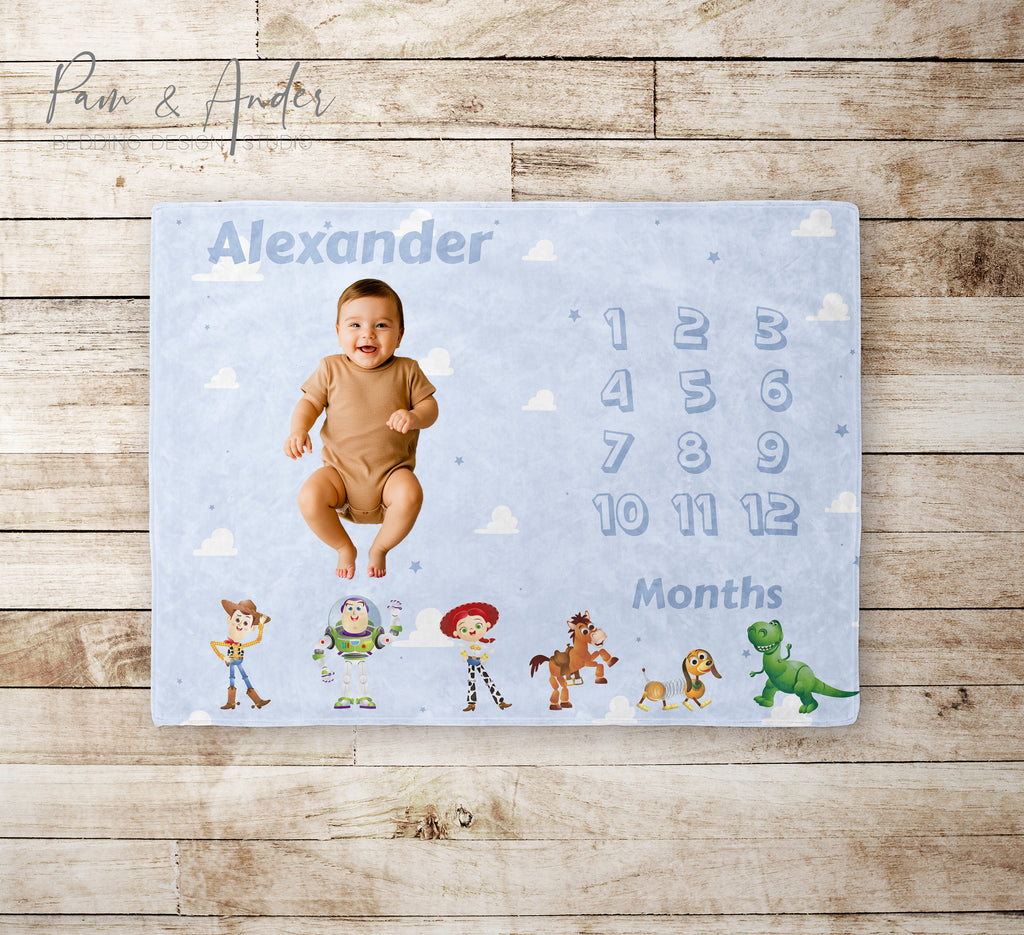 Toy Story Milestone Blanket, Baby Boy Milestone Blanket