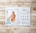 Alice In Wonderland Blue Baby Girl Milestone Blanket