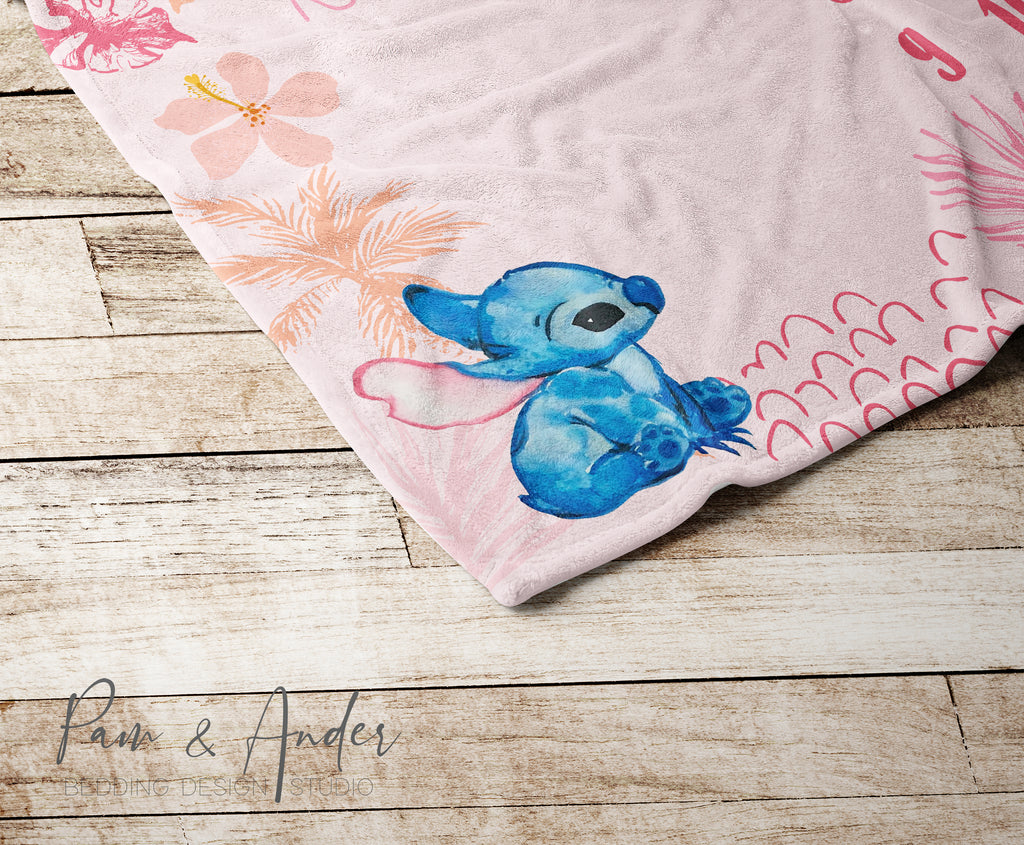 Stitch Pink Baby Girl Milestone Blanket