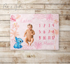 Stitch Pink Baby Girl Milestone Blanket