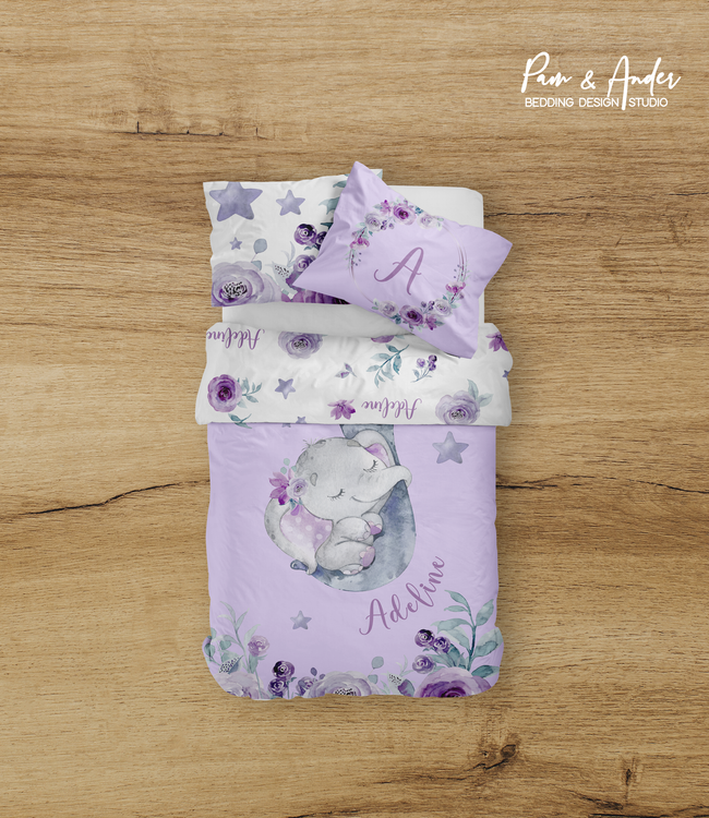 Purple Elephant Bedding set Hover Image