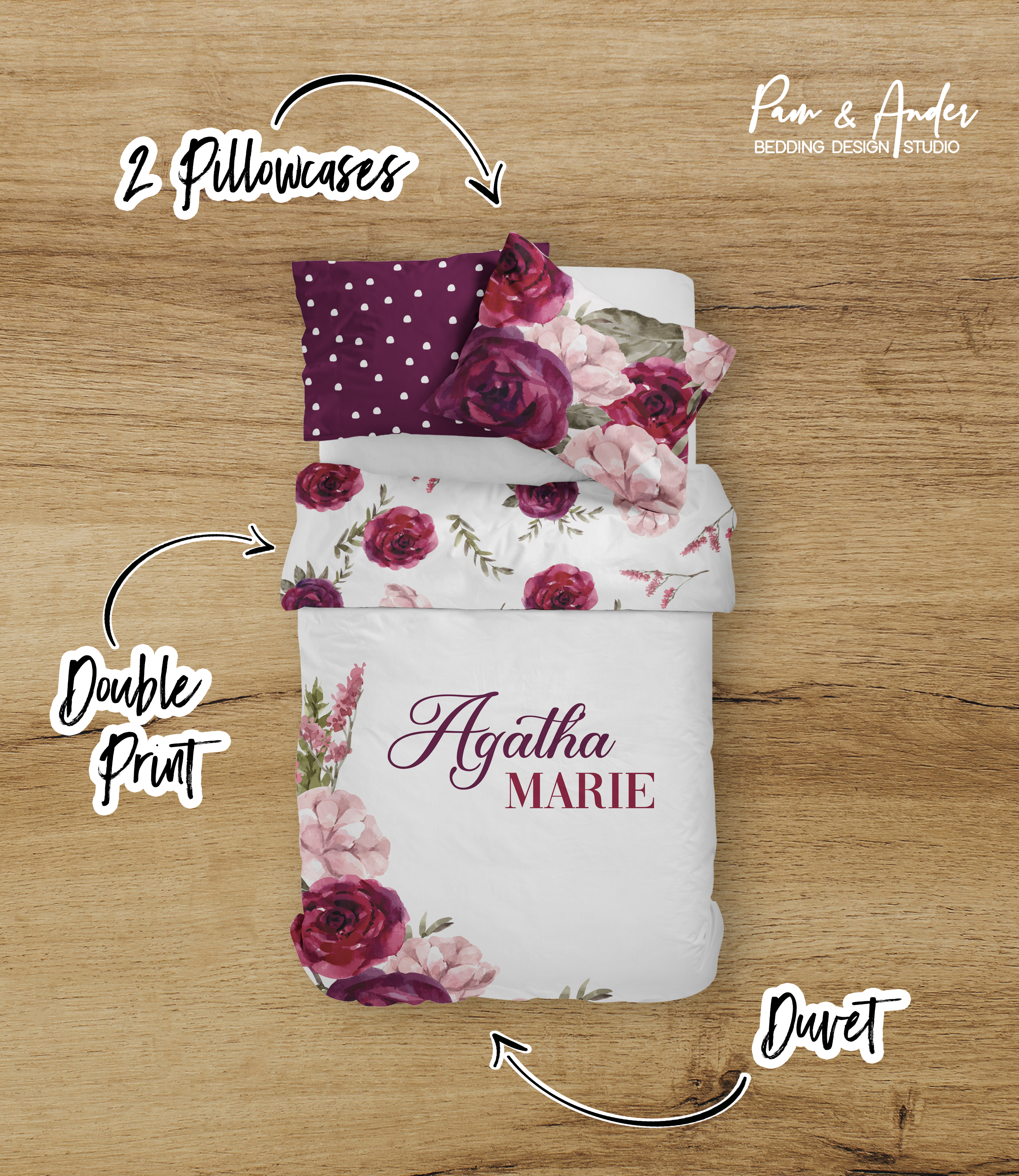 Burgundy Floral Bedding set