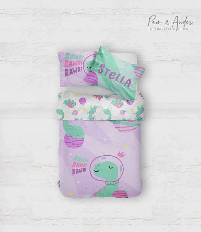 Space Dino Girl Bedding set Hover Image
