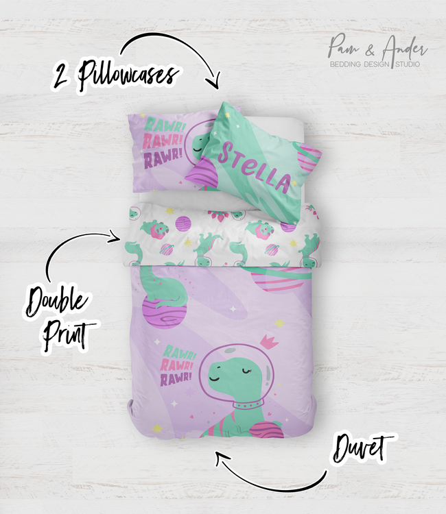 Space Dino Girl Bedding set Main Image