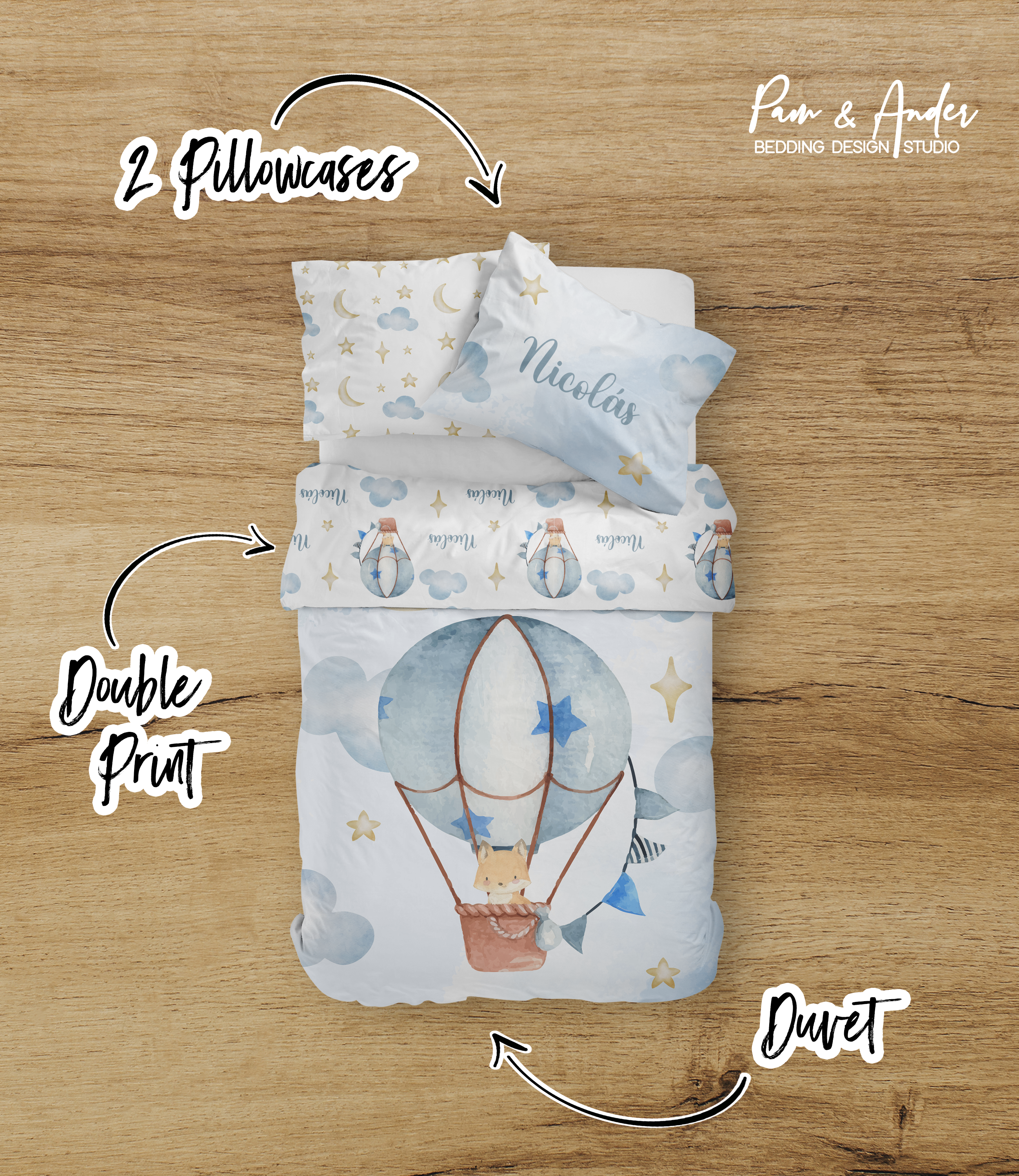 Hot Air Balloon Boy Bedding set