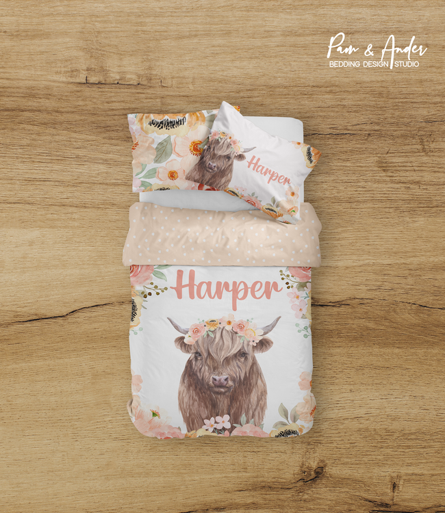 Highland Cow Girl Bedding set Hover Image