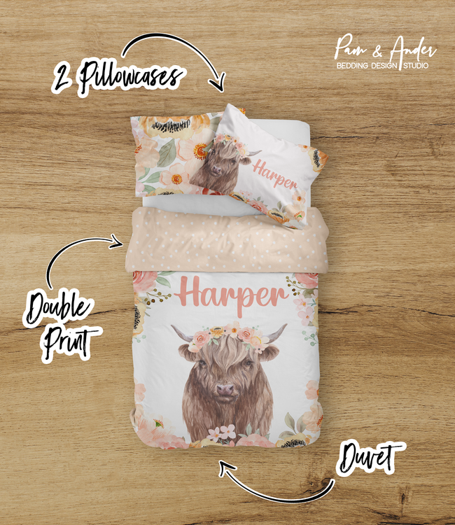 Highland Cow Girl Bedding set Main Image