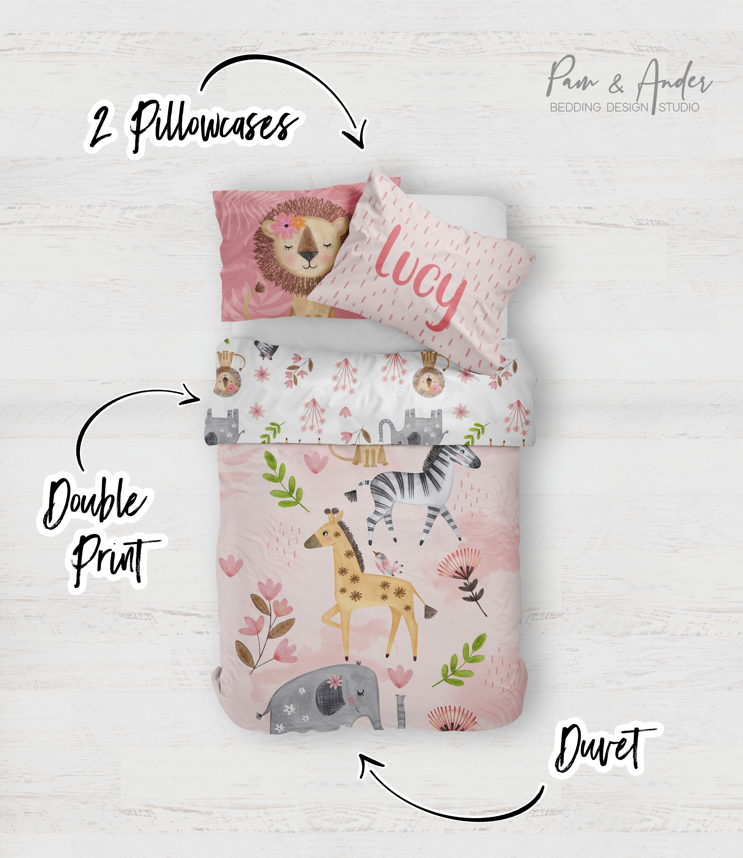 Pink Safari Bedding set