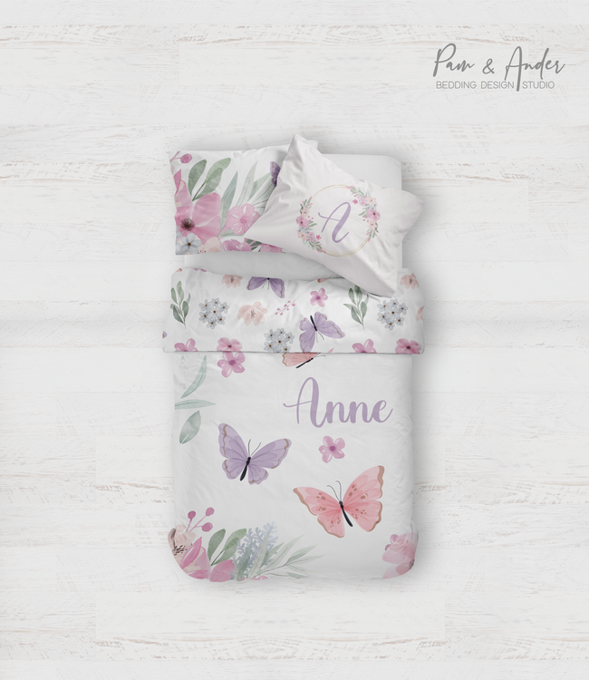 Purple Butterfly Bedding set Hover Image