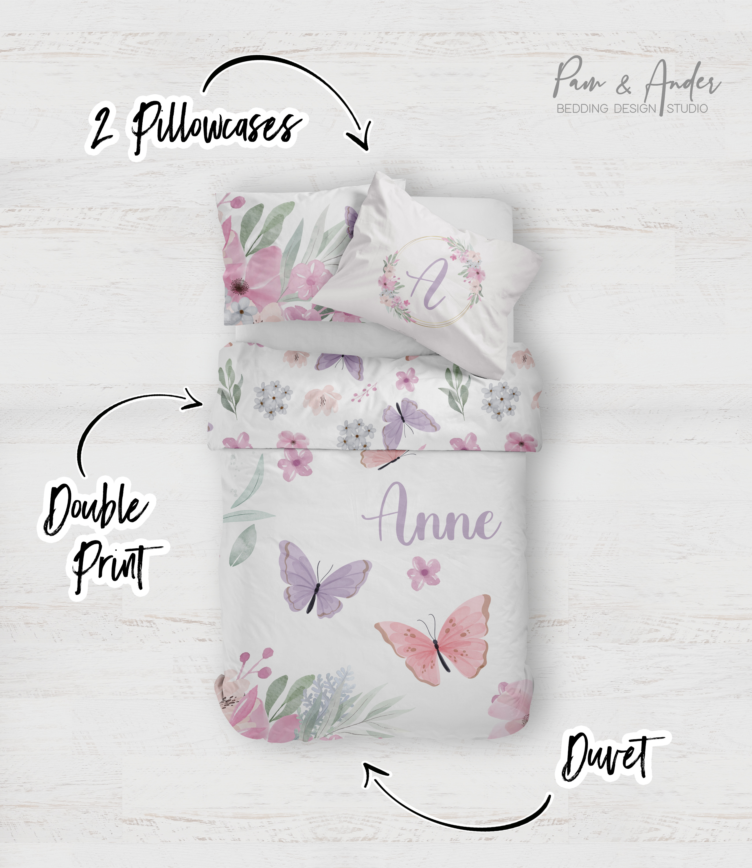 Purple Butterfly Bedding set
