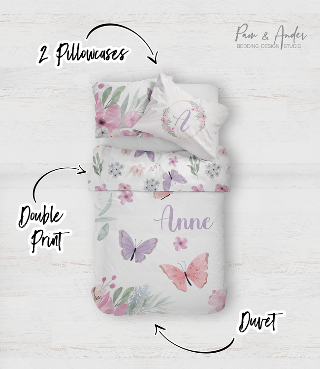 Purple Butterfly Bedding set Main Image