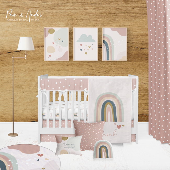 Pastel Rainbow Crib Bedding Set Hover Image