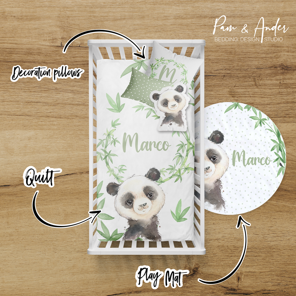 Panda Boy Crib bedding set Pam and Ander