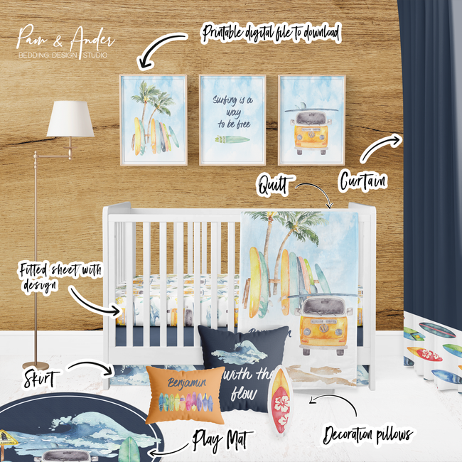 Surf Boy Crib bedding set Main Image
