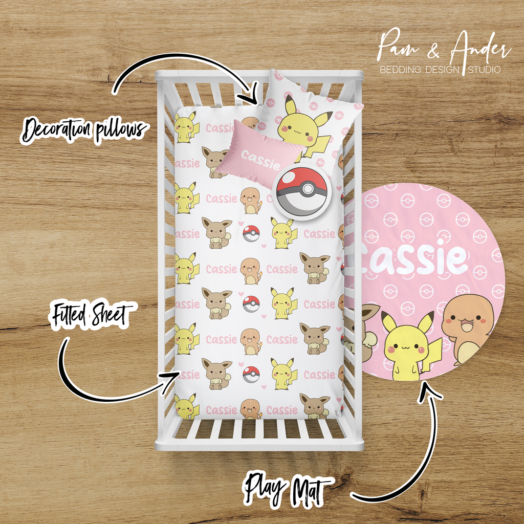 Pokemon Girl Crib Bedding Set