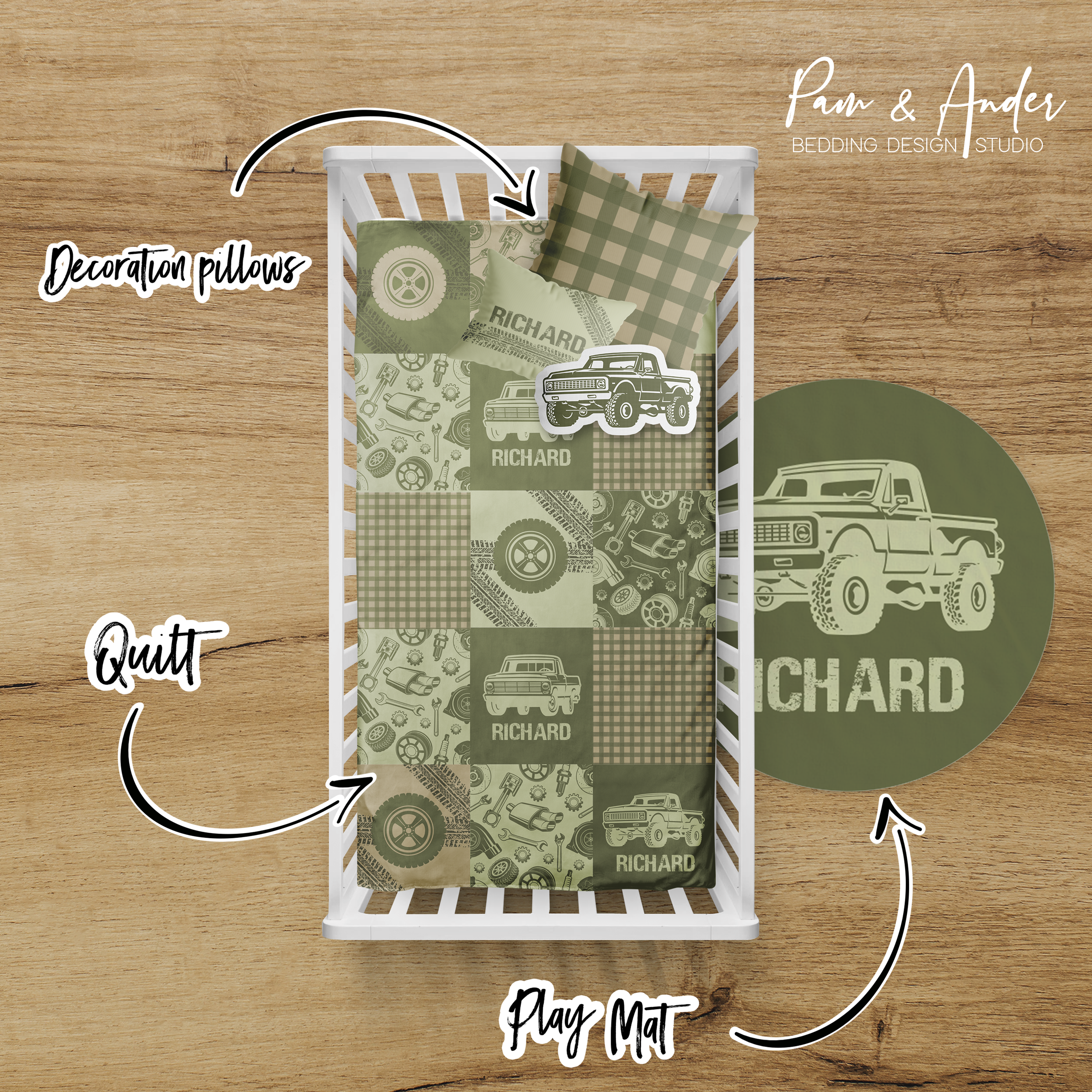 Truck Crib bedding set