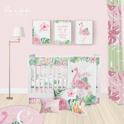 Flamingo Girl Crib bedding set