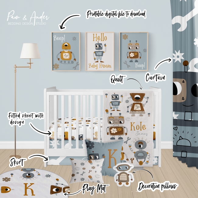 Robots Crib bedding set Main Image
