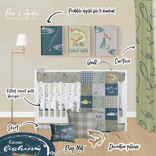 Fishing Crib bedding set Main Image