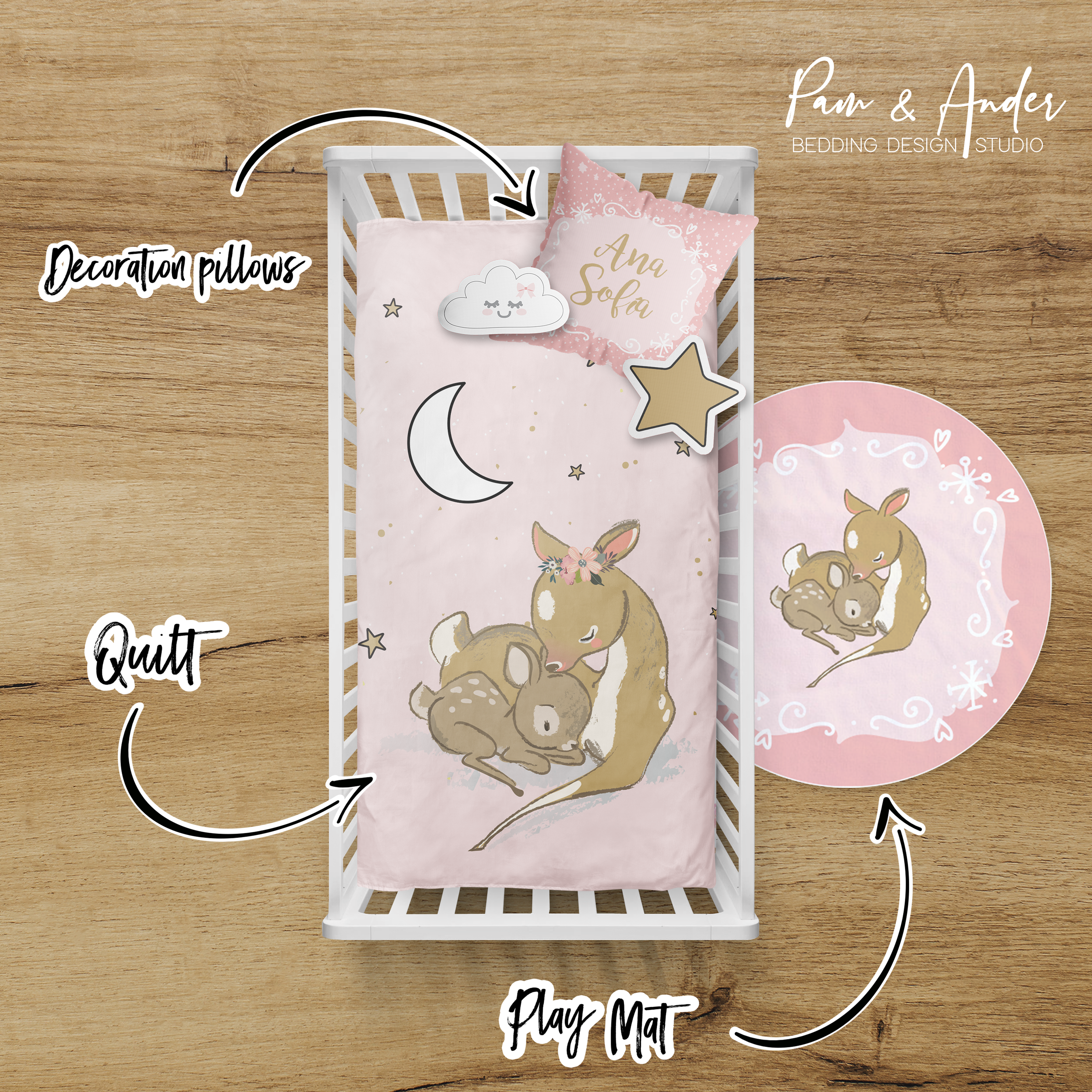 Deer Girl Crib bedding set