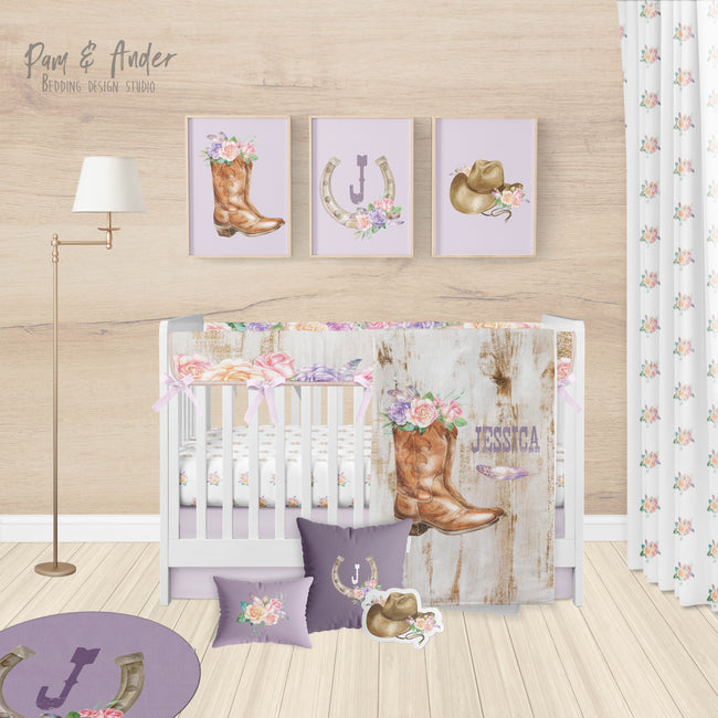 Cowgirl Mauve Crib bedding Set Hover Image