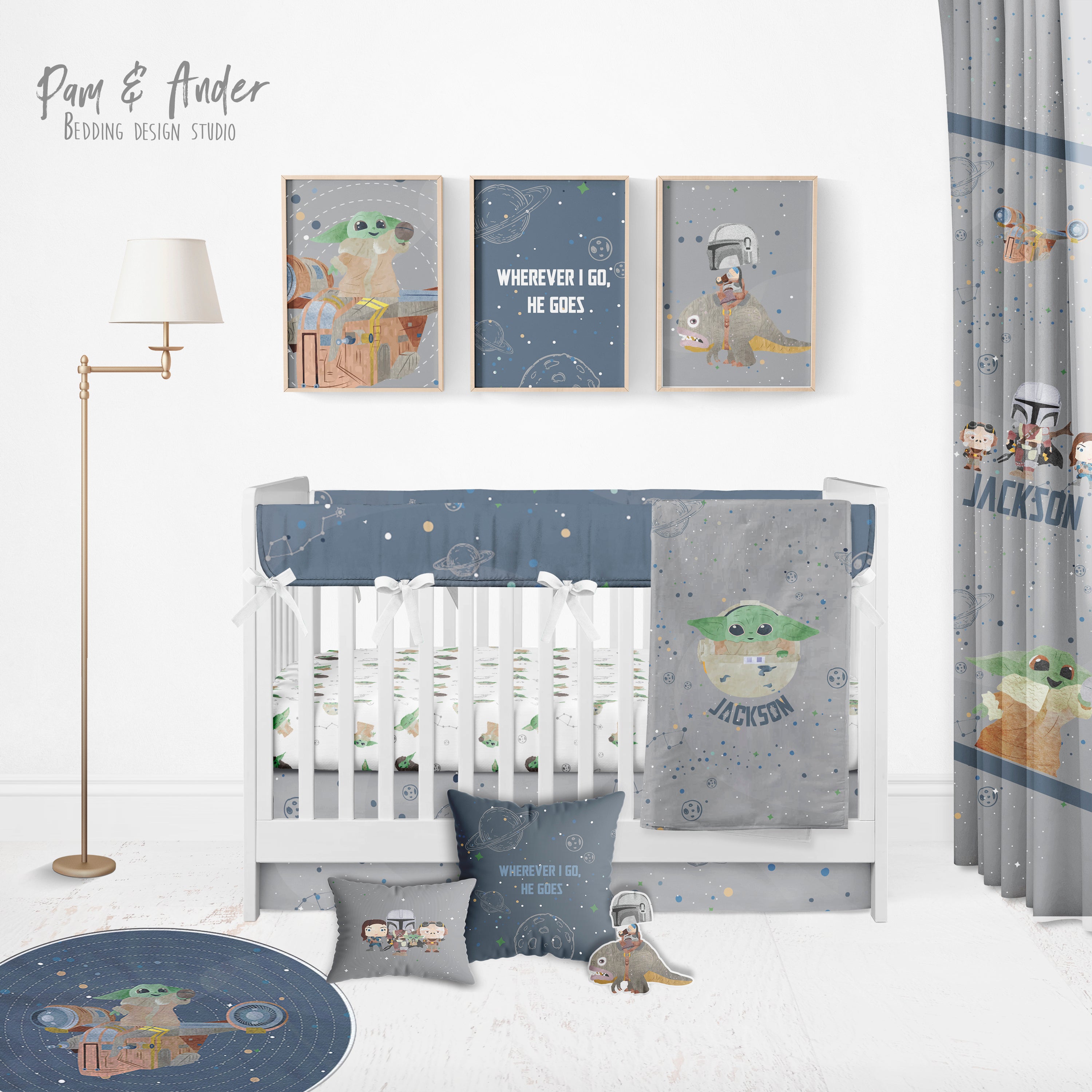 Baby yoda Crib bedding set