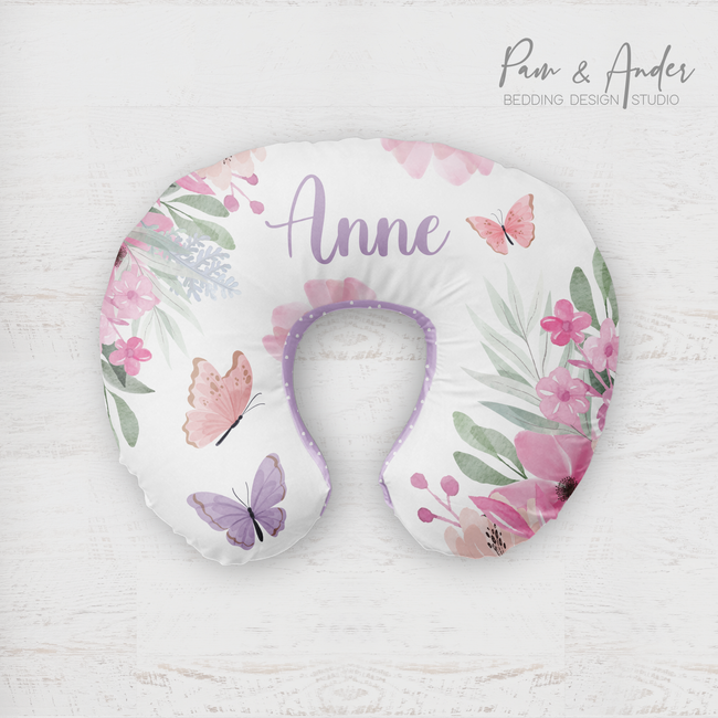 Purple Butterfly Boppy pillow cover Hover Image