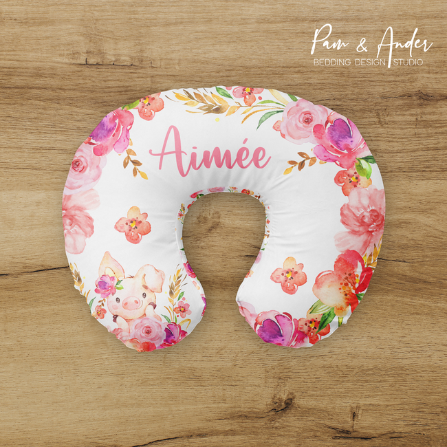 Floral Pig Nursing Pillow cover Hover Image