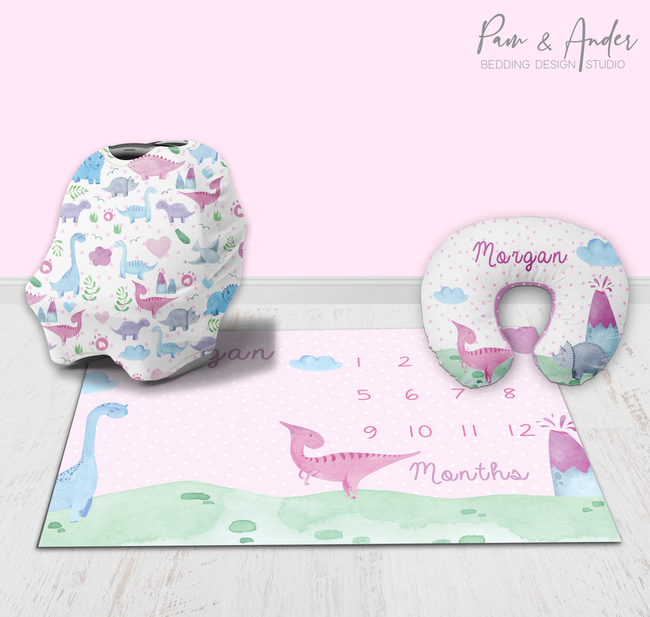 Pink Dinosaur Accessories set Hover Image