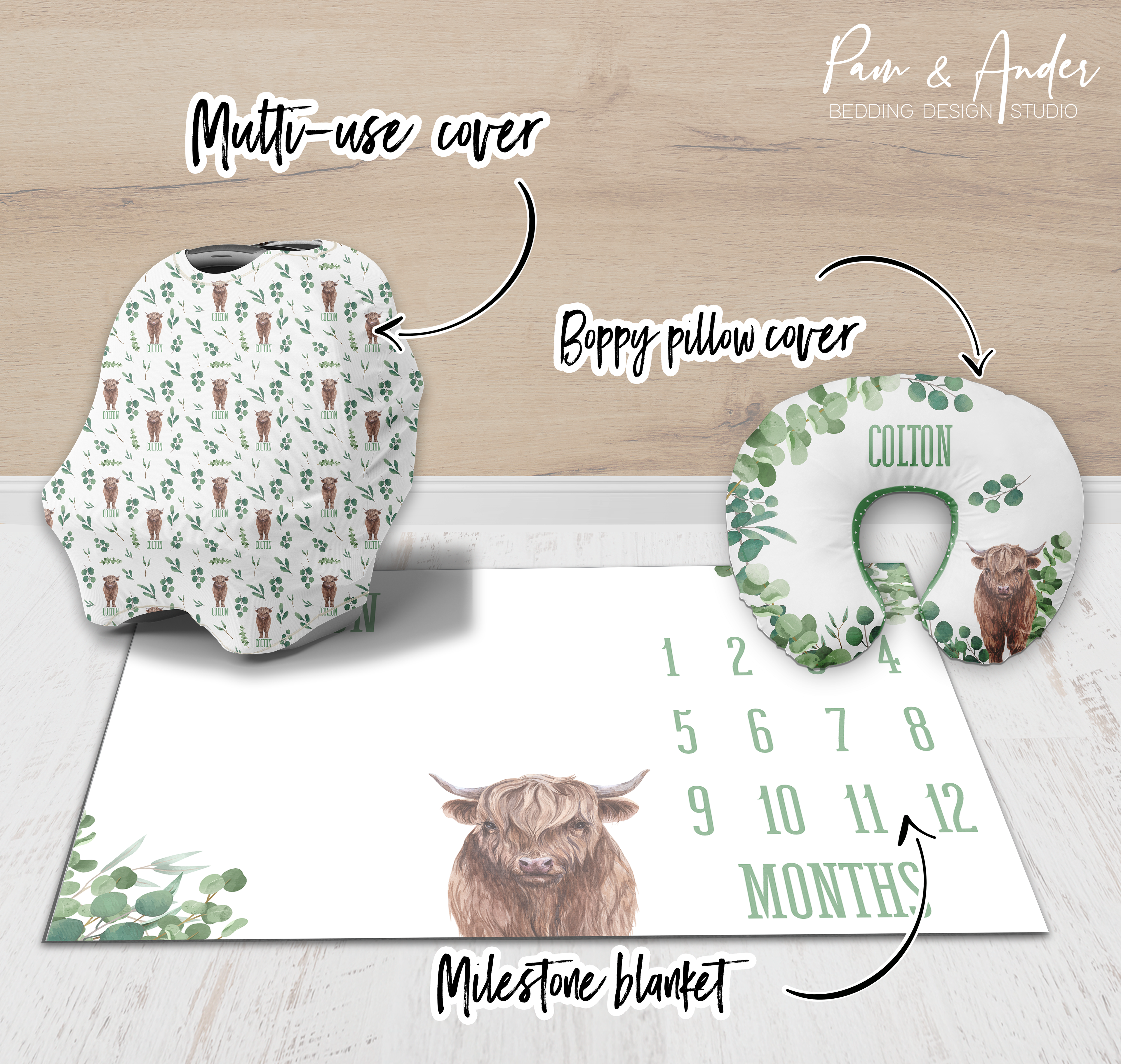 Highland Cow Boy Accessories set