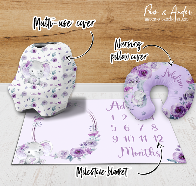 Purple Elephant Accessories set Main Image