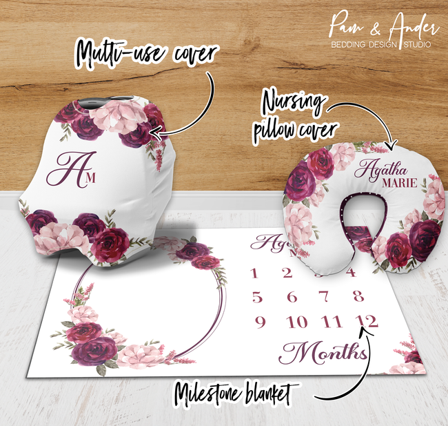 Burgundy Floral Accessories set Main Image