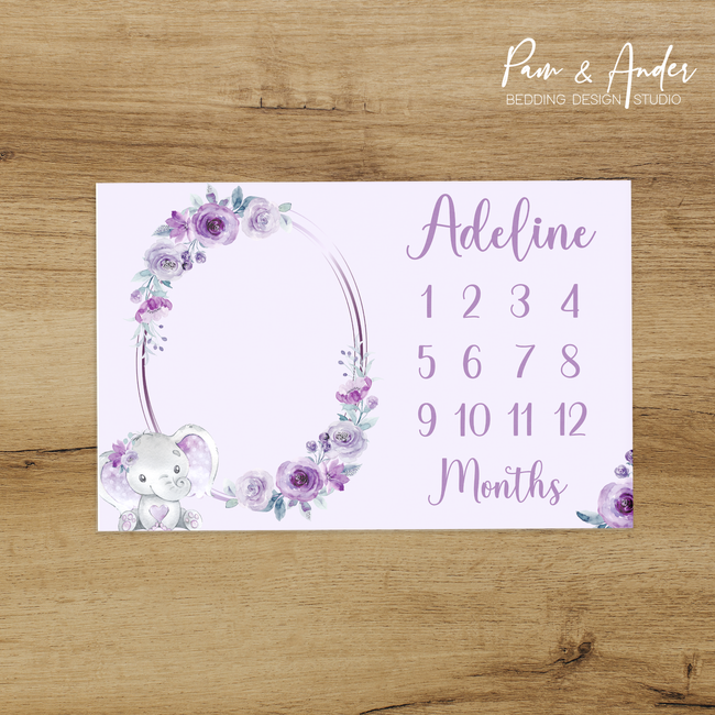 Purple Elephant Milestone blanket Hover Image