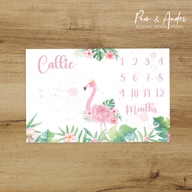 Flamingo Girl Milestone blanket Hover Image