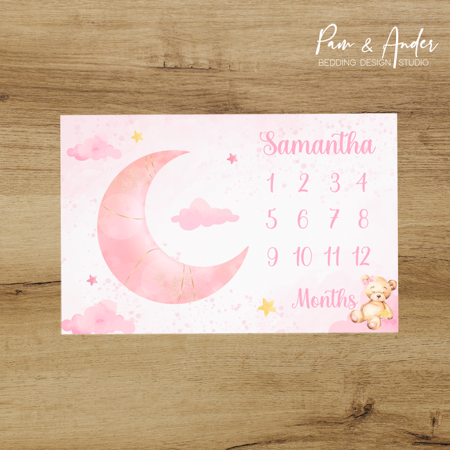 Pink Bear Milestone blanket Hover Image