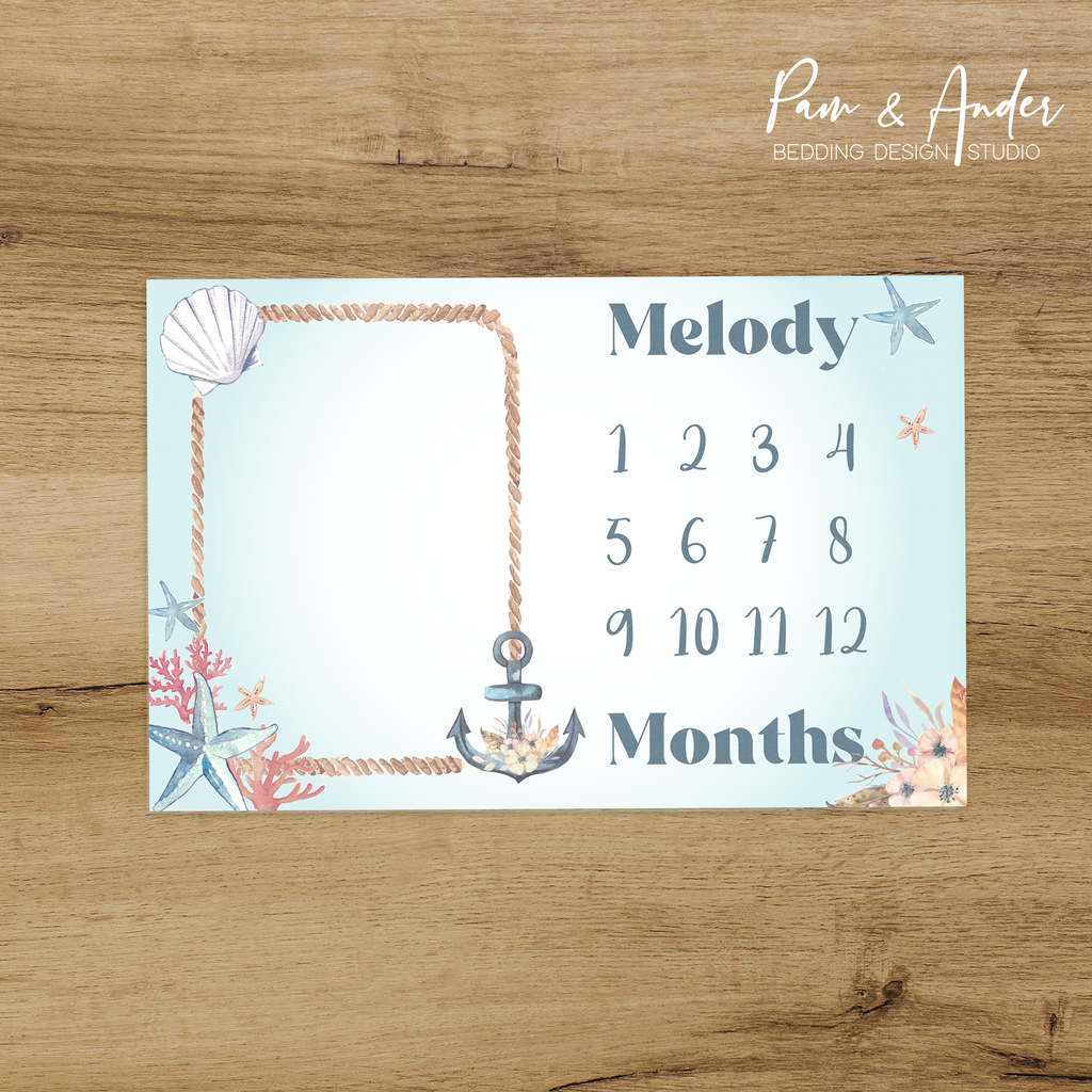 Nautical Girl Milestone blanket Pam and Ander