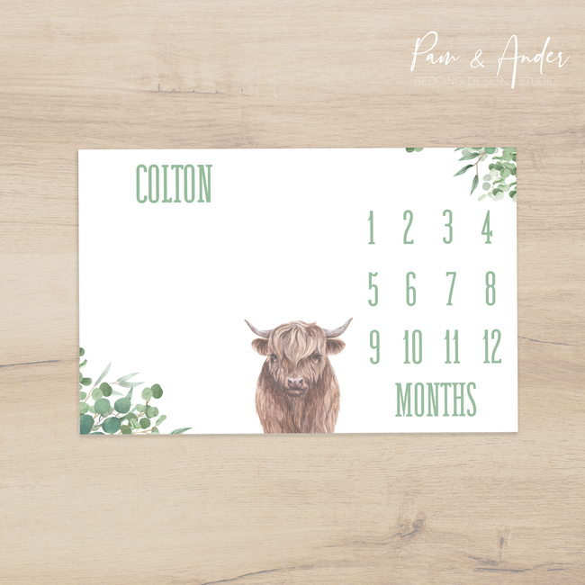 Highland Cow Boy Milestone blanket Hover Image