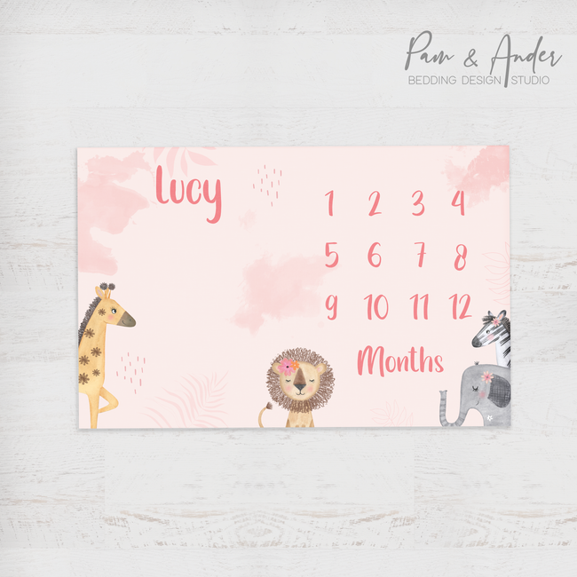 Pink Safari Milestone blanket Hover Image
